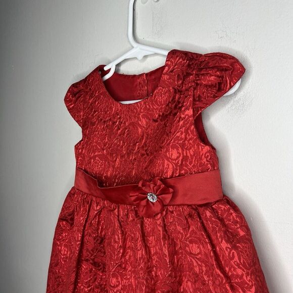 Camilla Dress Girls Toddler 3T Red Rhinestone‎ Valentines Day Textured Holiday - Picture 5 of 8
